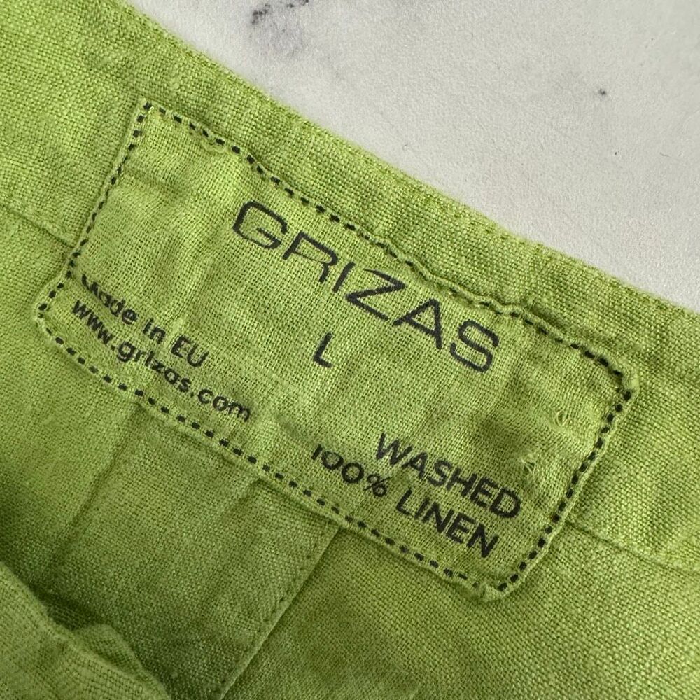 Grizas Lime Green Linen Button Down Top L - Picture 4 of 6